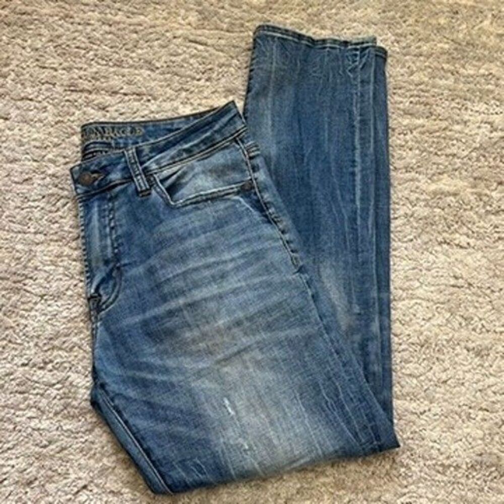 American Eagle Slim Fit Blue Denim Extreme Flex 4 Straight Leg Jeans Mens 32x32 - Picture 7 of 16